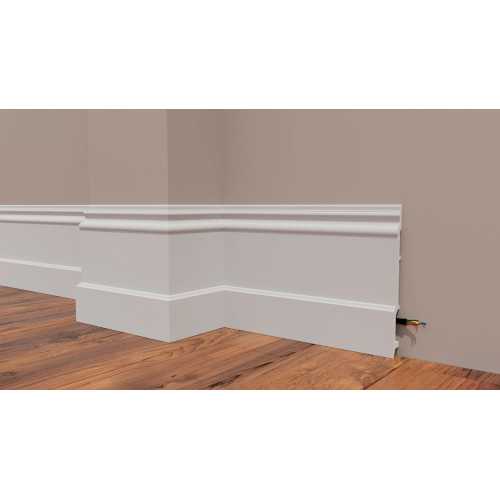 Фото Плинтус напольный Decor Dizayn DD725 под покраску, белый (210*21*2000)