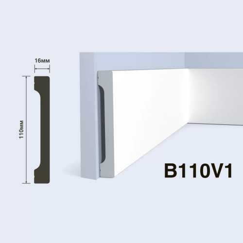 Фото Плинтус напольный Hiwood B110V1 под покраску, белый (110*16*2000)