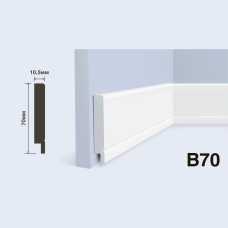 Плинтус напольный Hiwood B70 под покраску, белый (70*10.5*2000) Плинтус напольный Hiwood B70 под покраску, белый (70*10.5*2000)