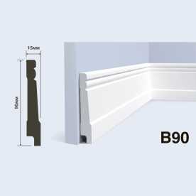 Плинтус напольный Hiwood B90 под покраску, белый (90*15*2000) Плинтус напольный Hiwood B90 под покраску, белый (90*15*2000)