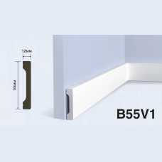 Плинтус напольный Hiwood B55V1 под покраску, белый (55*12*2000) Плинтус напольный Hiwood B55V1 под покраску, белый (55*12*2000)