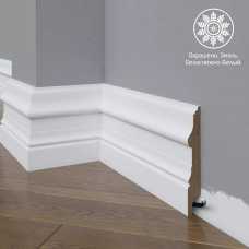Белый плинтус напольный МДФ Madest Decor 15-120-18 крашеный (120х18х2400 мм)