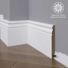 Белый плинтус напольный МДФ Madest Decor 22-136-18 крашеный (136х18х2400 мм) Белый плинтус напольный МДФ Madest Decor 22-136-18 крашеный (136х18х2400 мм)