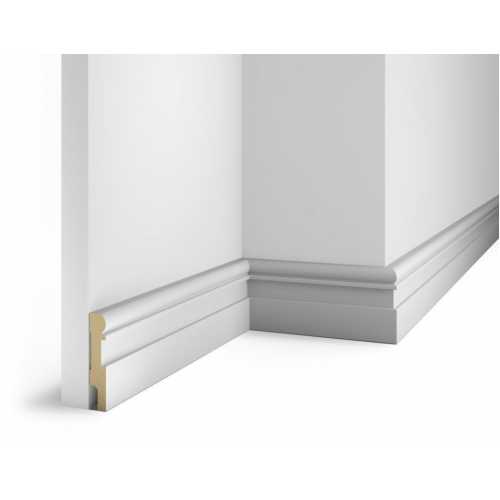 Фото Плинтус напольный, широкий МДФ Cosca AP28 Белый с пазом под 20 молдинг (80х16х2400 мм)