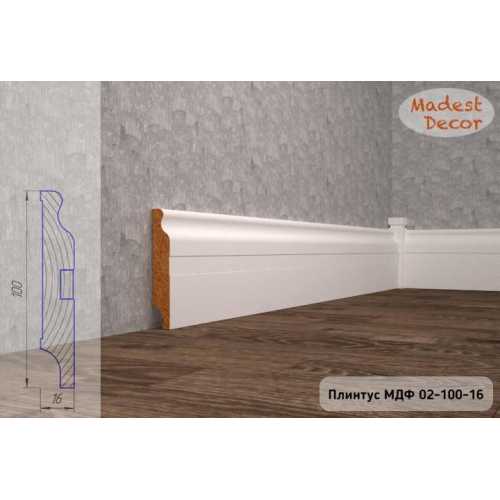 Фото Плинтус напольный под покраску 02-100-16 Madest Decor MDF (100х16х2400 мм)