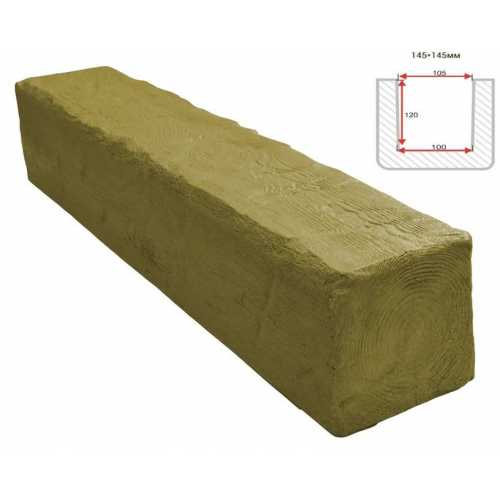 Фото Балка декоративная из полиуретана Arno Decor Рустик 145х145мм Дуб болотный, длина 1м