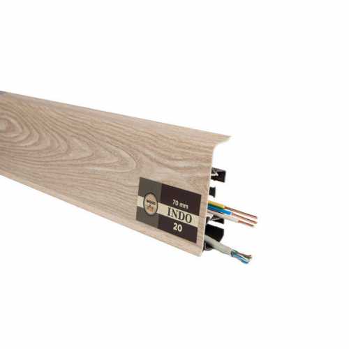 Фото Плинтус напольный, широкий ПВХ Arbiton Indo 20 Дуб Бургос (70х26х2500 мм)