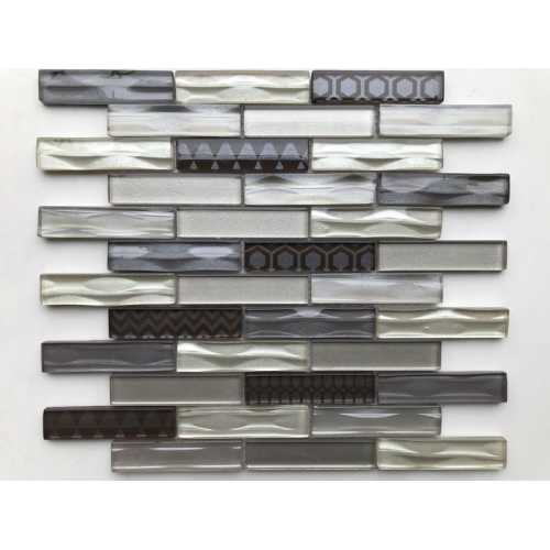 Фото Мозаика стеклянная Bonaparte Optima Grey 23х98 (300х300х6 мм)