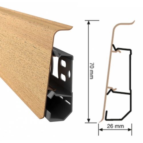 Фото Плинтус напольный, широкий ПВХ Arbiton Indo 43 Дуб Виктория (70х26х2500 мм)